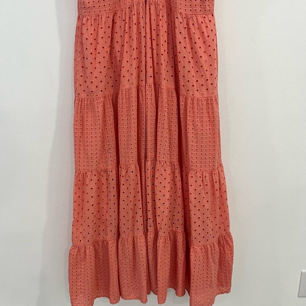Self Contrast Cabana Cotton Coral Tiered Maxi‎ Dress Large Resortwear - Picture 10 of 11